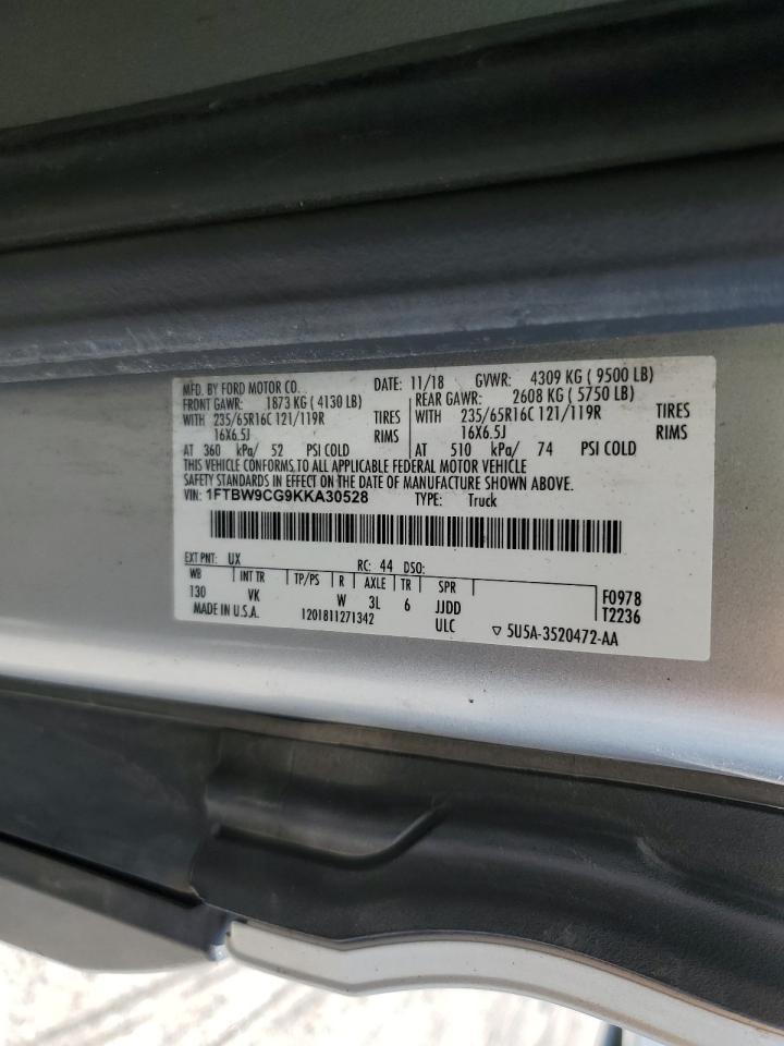2019 Ford Transit T-350 VIN: 1FTBW9CG9KKA30528 Lot: 65216705