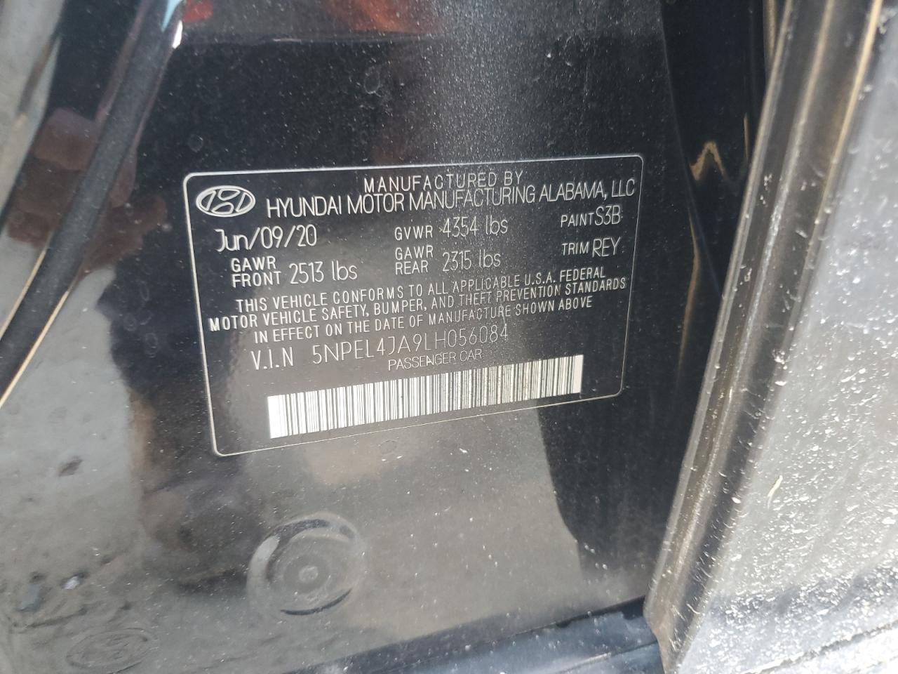 2020 Hyundai Sonata Sel VIN: 5NPEL4JA9LH056084 Lot: 64655875