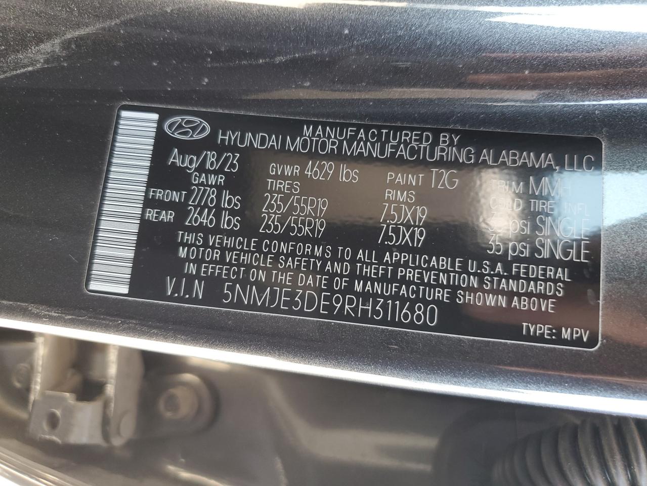2024 Hyundai Tucson Limited VIN: 5NMJE3DE9RH311680 Lot: 65422185