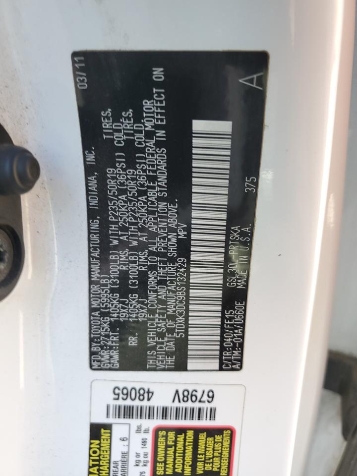 2011 Toyota Sienna Sport VIN: 5TDXK3DC9BS132429 Lot: 64463915