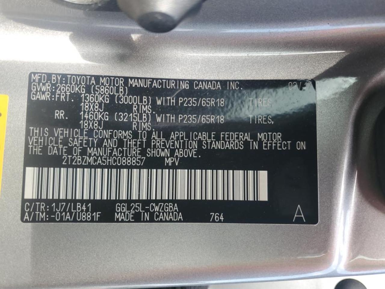 2017 Lexus Rx 350 Base VIN: 2T2BZMCA5HC088857 Lot: 65538755