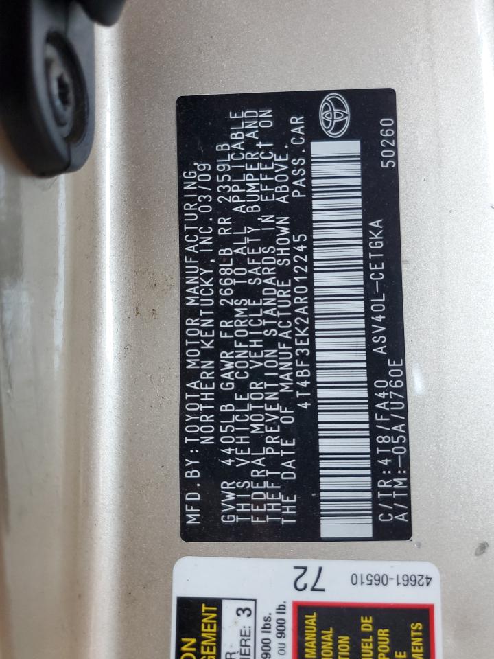 2010 Toyota Camry Base VIN: 4T4BF3EK2AR012245 Lot: 61748175