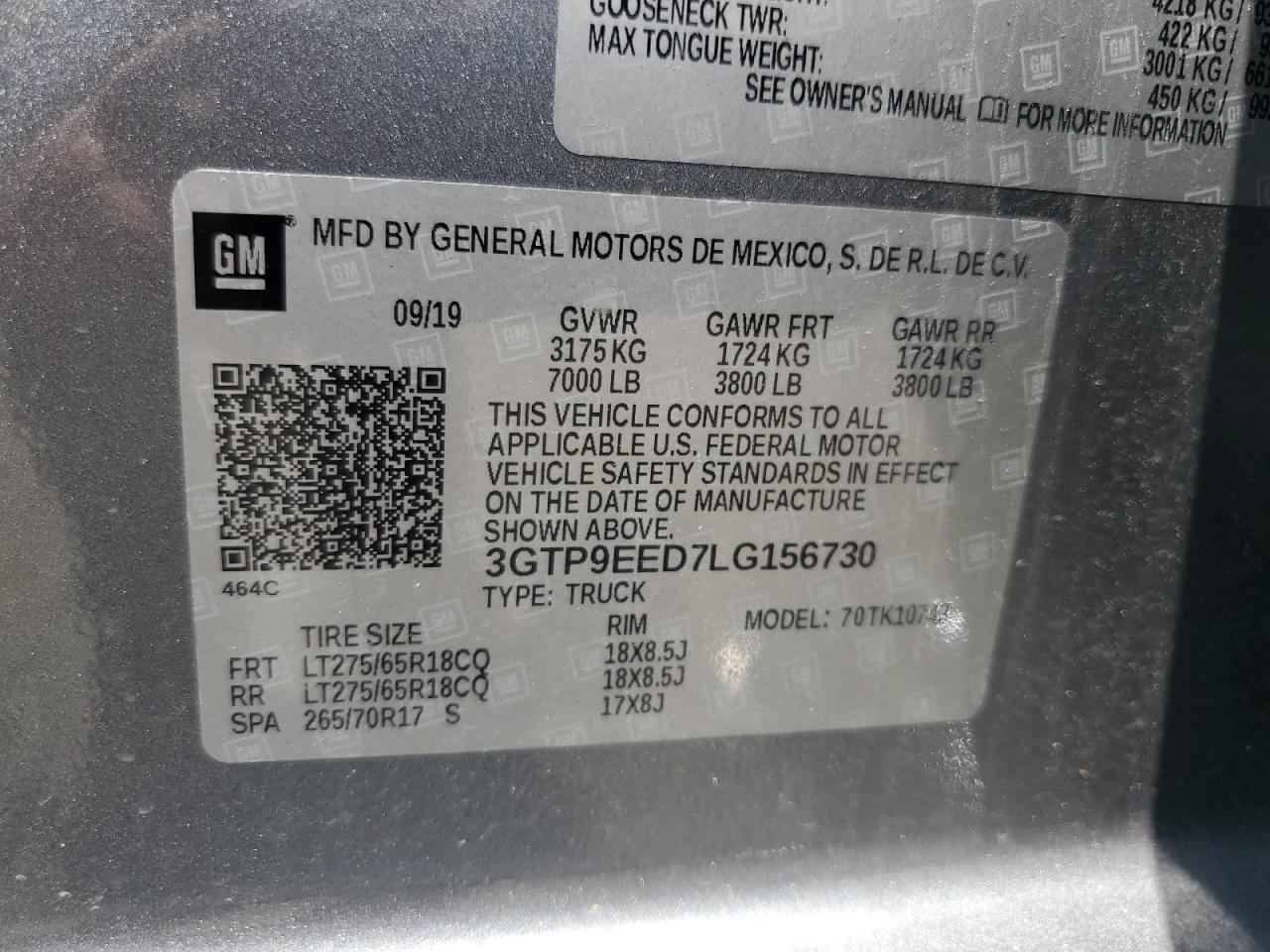 2020 GMC Sierra K1500 At4 VIN: 3GTP9EED7LG156730 Lot: 65199565
