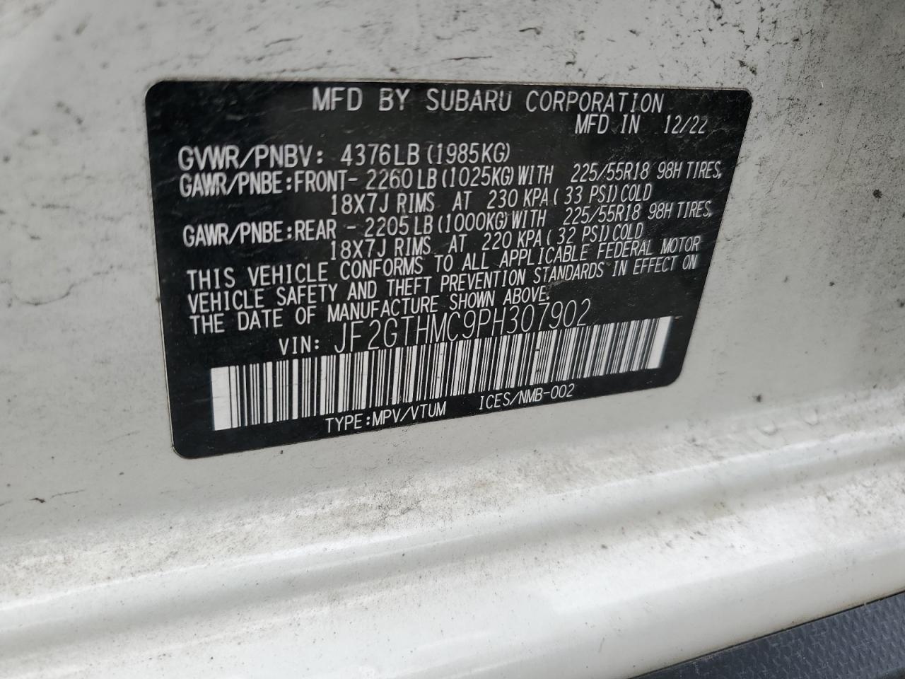 2023 Subaru Crosstrek Limited VIN: JF2GTHMC9PH307902 Lot: 64686775