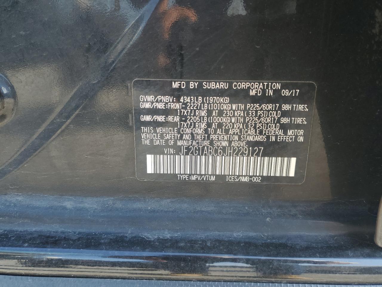 2018 Subaru Crosstrek Premium VIN: JF2GTABC6JH229127 Lot: 64756205