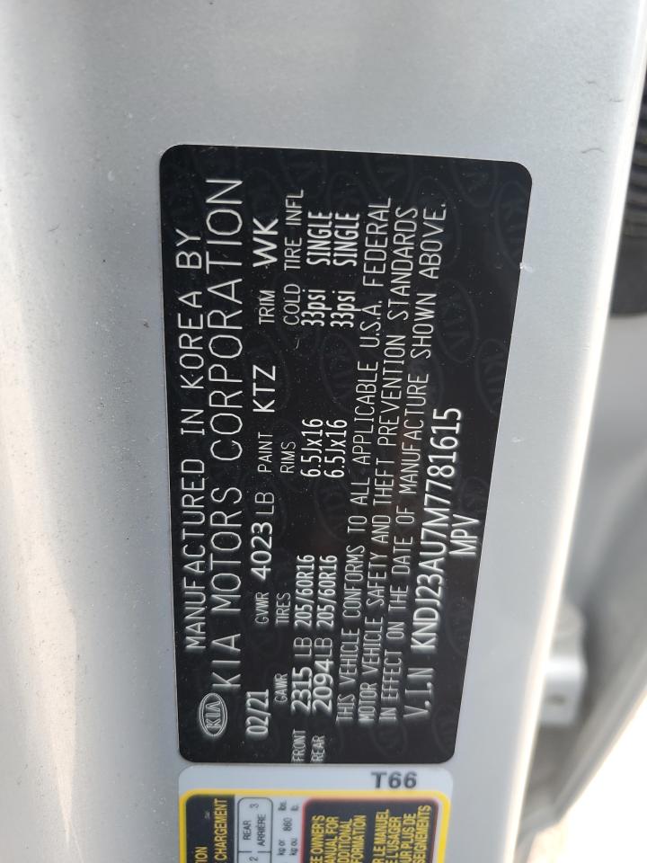 2021 Kia Soul Lx VIN: KNDJ23AU7M7781615 Lot: 62659725