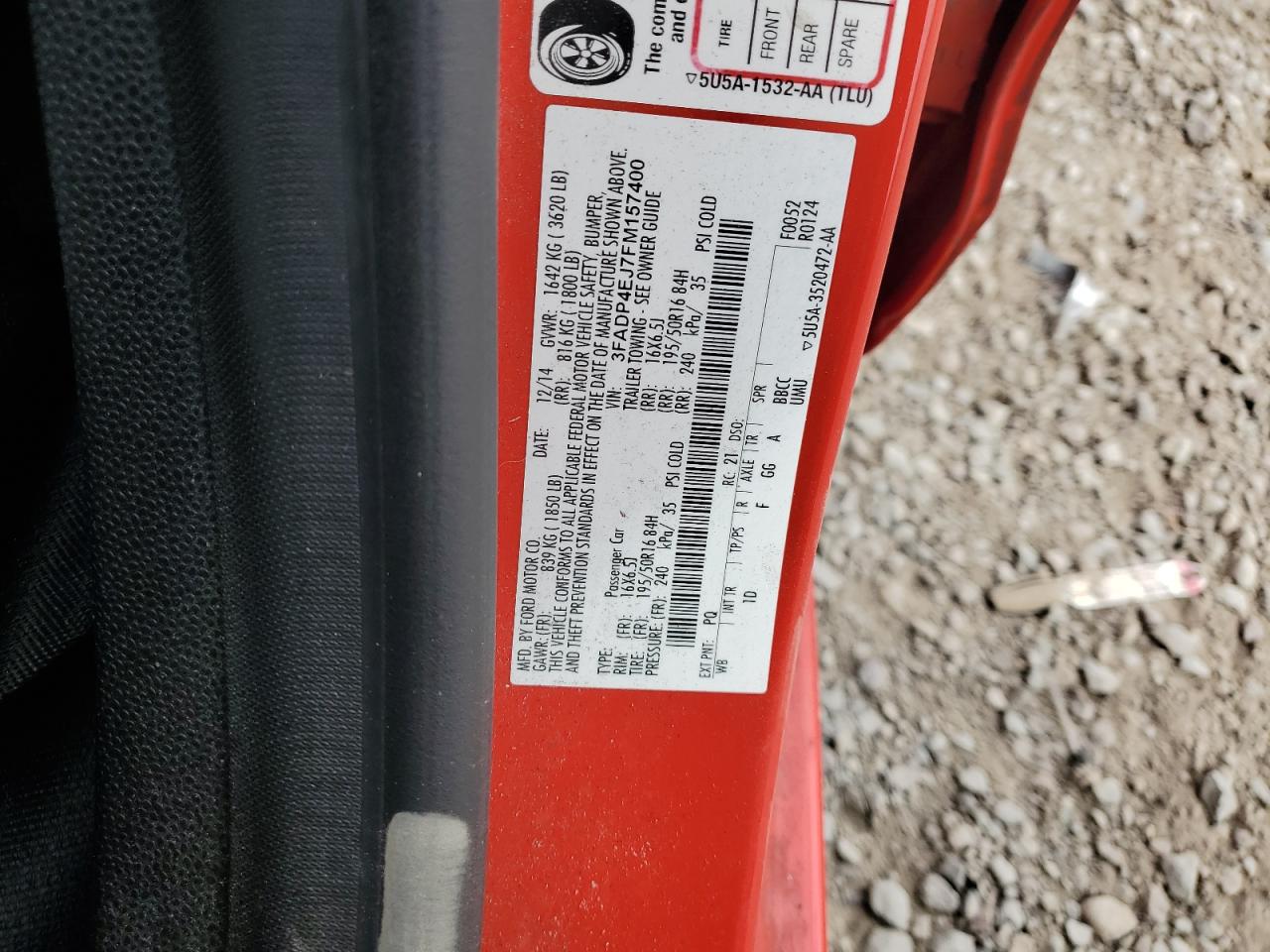 2015 Ford Fiesta Se VIN: 3FADP4EJ7FM157400 Lot: 67210755