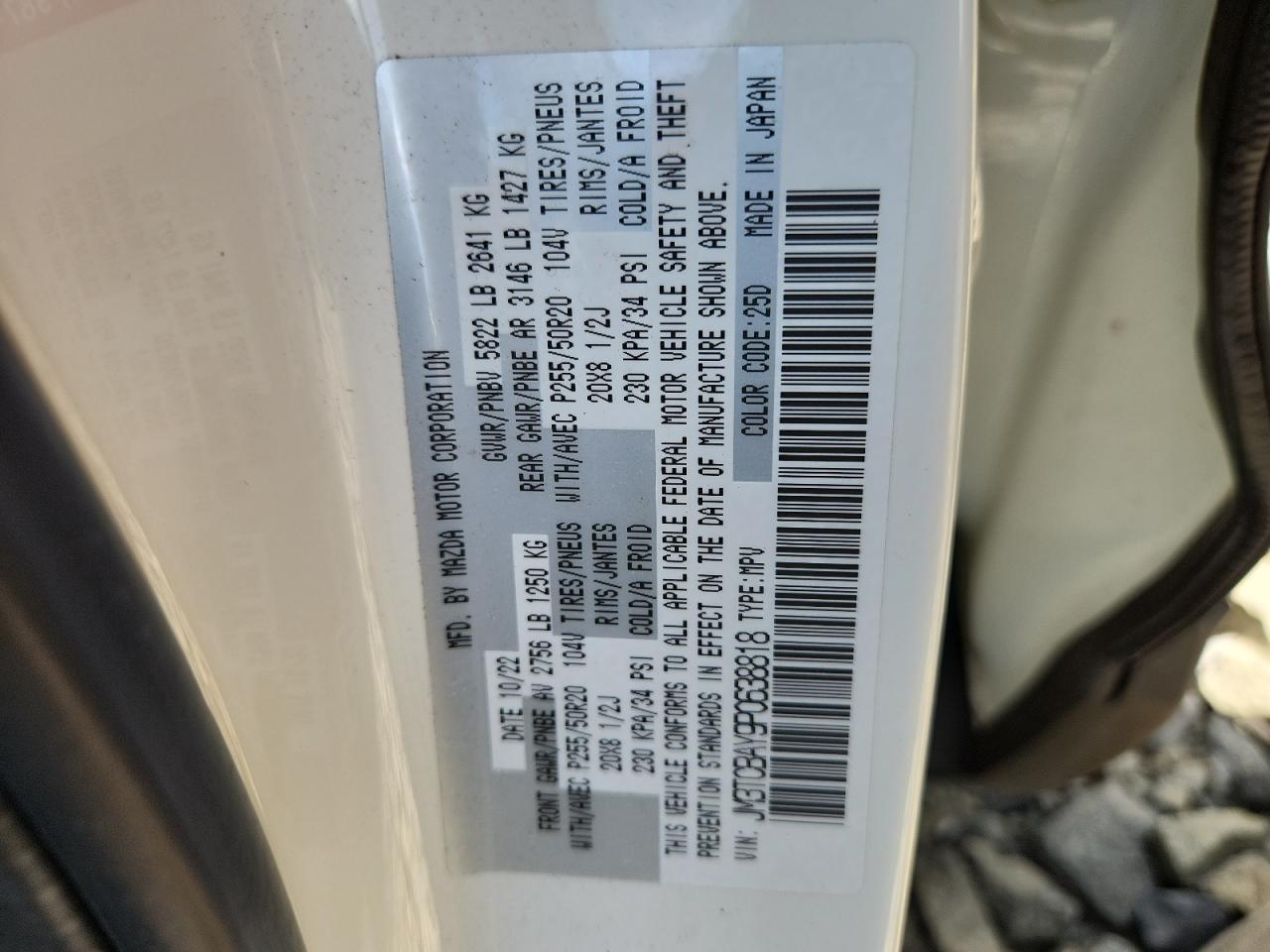 2023 Mazda Cx-9 Touring Plus VIN: JM3TCBAY9P0638818 Lot: 65157615
