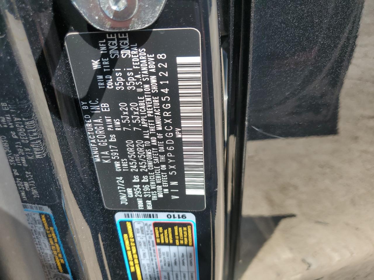 2024 Kia Telluride S VIN: 5XYP6DGCXRG541228 Lot: 64480125