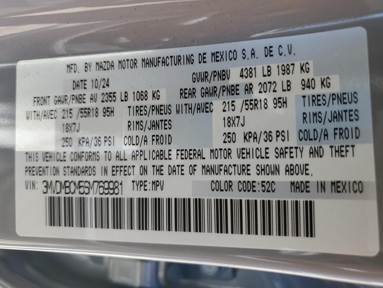2025 Mazda Cx-30 Preferred VIN: 3MVDMBCM5SM769981 Lot: 63302725