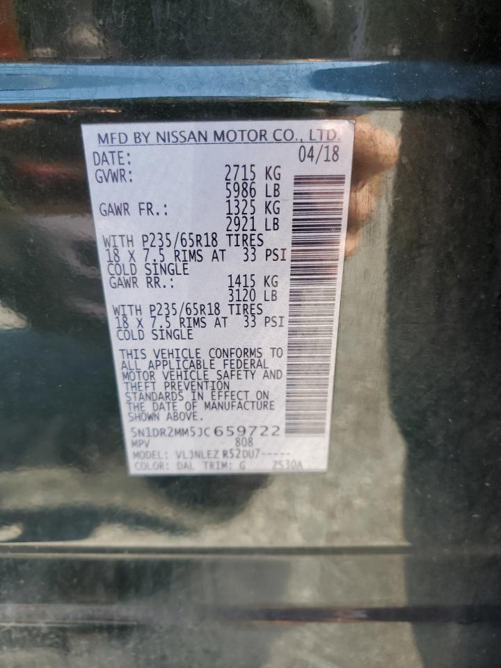 2018 Nissan Pathfinder S VIN: 5N1DR2MM5JC659722 Lot: 64452525