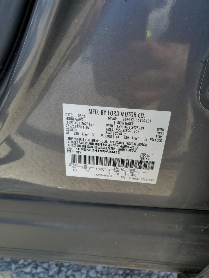 2021 Ford Explorer Xlt VIN: 1FMSK8DH1MGA93413 Lot: 63062945