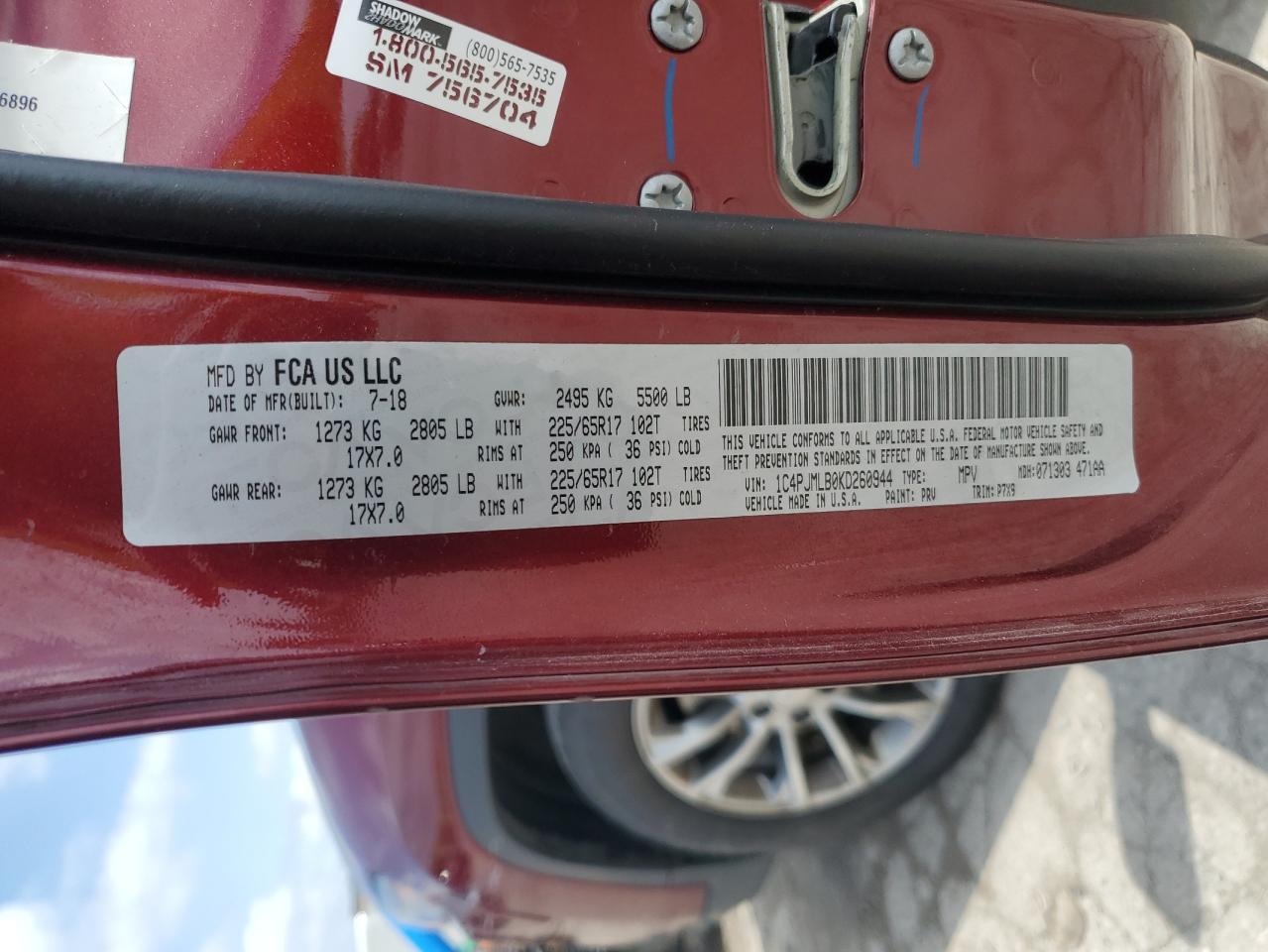 2019 Jeep Cherokee Latitude Plus VIN: 1C4PJMLB0KD260944 Lot: 65191925