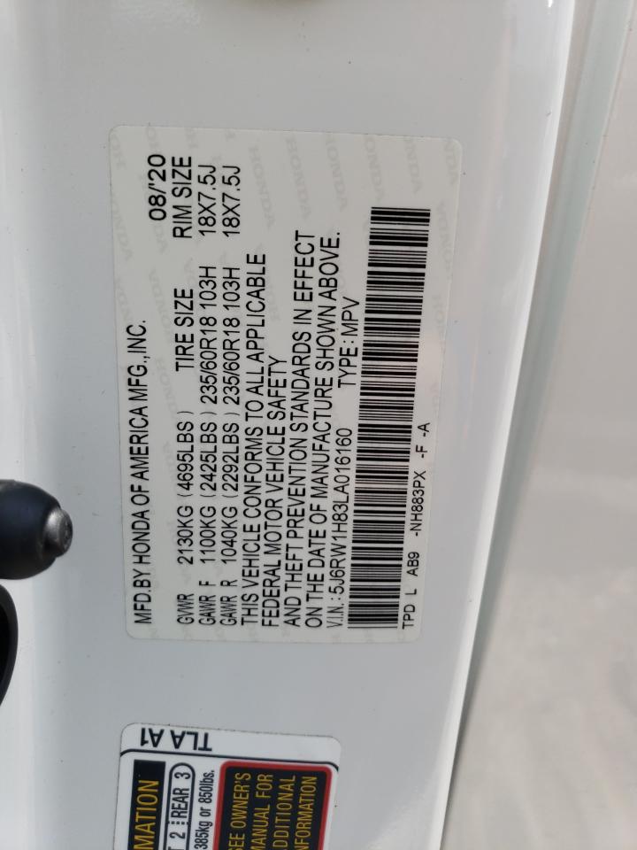2020 Honda Cr-V Exl VIN: 5J6RW1H83LA016160 Lot: 65185915
