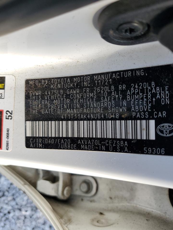 2022 Toyota Camry Se VIN: 4T1T11AK4NU641048 Lot: 59034135