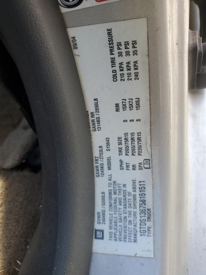 2005 GMC Canyon VIN: 1GTDS136758151511 Lot: 64087375
