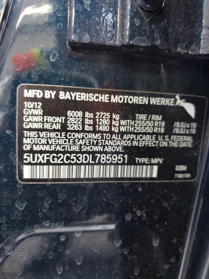 2013 BMW X6 xDrive35I VIN: 5UXFG2C53DL785951 Lot: 65291575