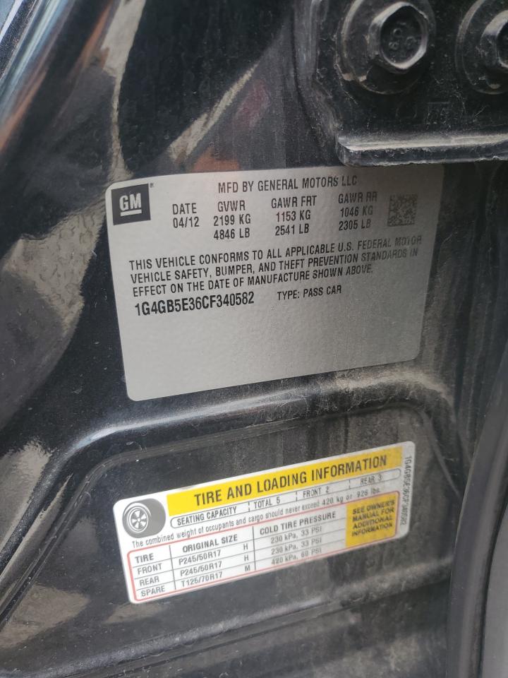 2012 Buick Lacrosse Convenience VIN: 1G4GB5E36CF340582 Lot: 65039415