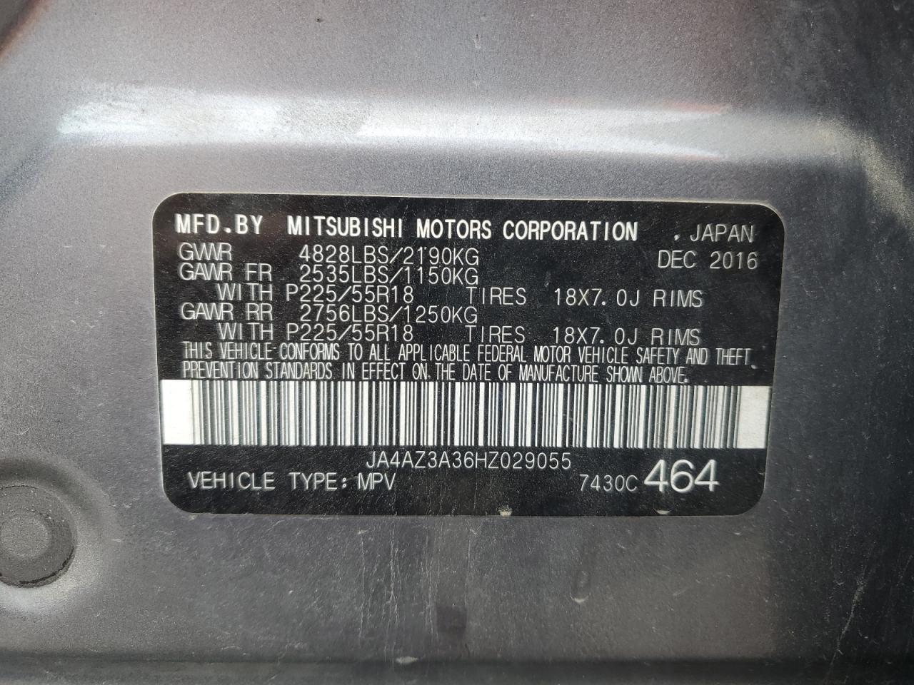 2017 Mitsubishi Outlander Se VIN: JA4AZ3A36HZ029055 Lot: 64562835