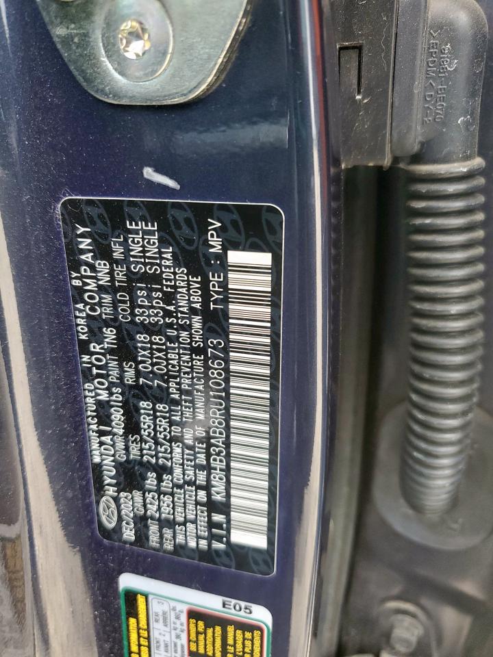 2024 Hyundai Kona Sel VIN: KM8HB3AB8RU108673 Lot: 64184655