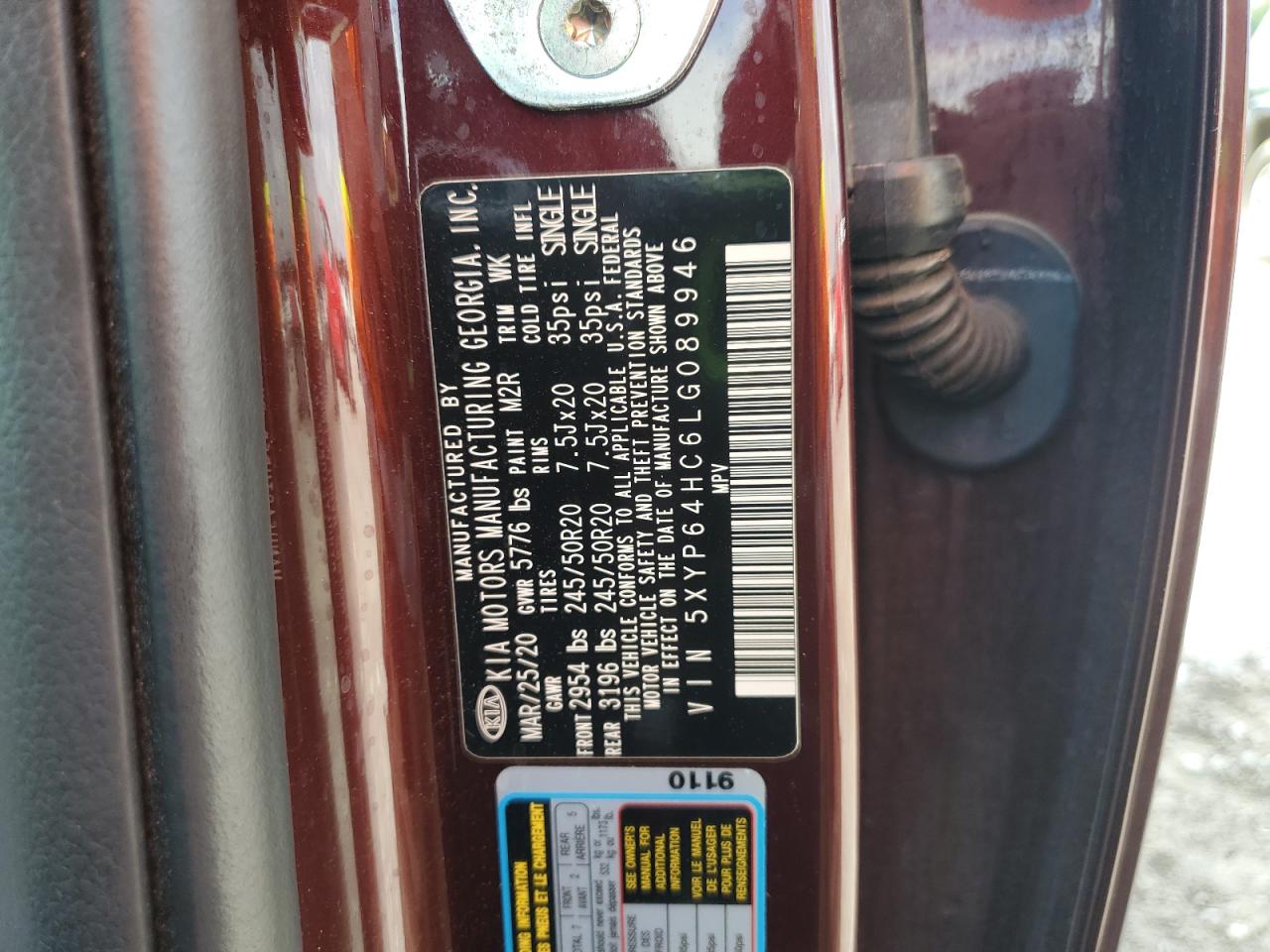 2020 Kia Telluride S VIN: 5XYP64HC6LG089946 Lot: 62991595
