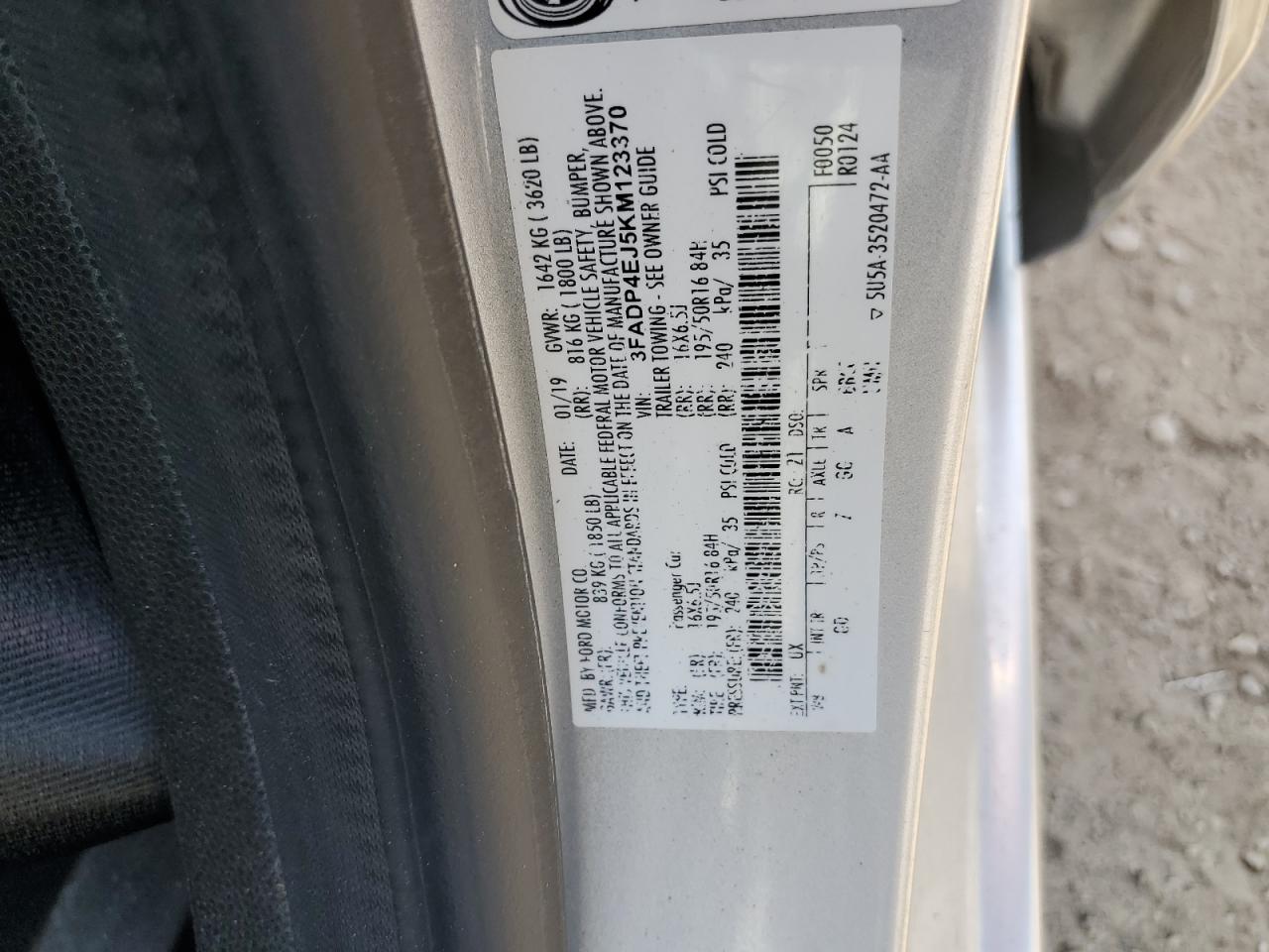 2019 Ford Fiesta Se VIN: 3FADP4EJ5KM123370 Lot: 64568895