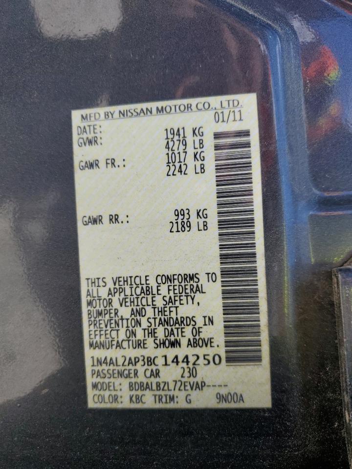 2011 Nissan Altima Base VIN: 1N4AL2AP3BC144250 Lot: 62826155