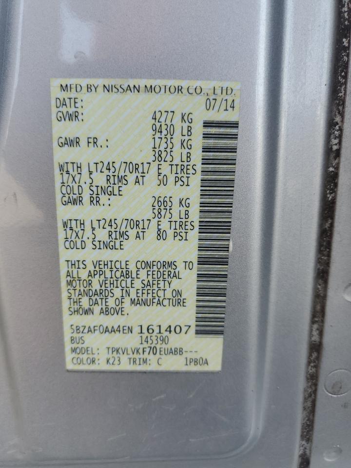 5bzaf0aa4en161407 5BZAF0AA4EN161407 2014 Nissan Nv 3500 S