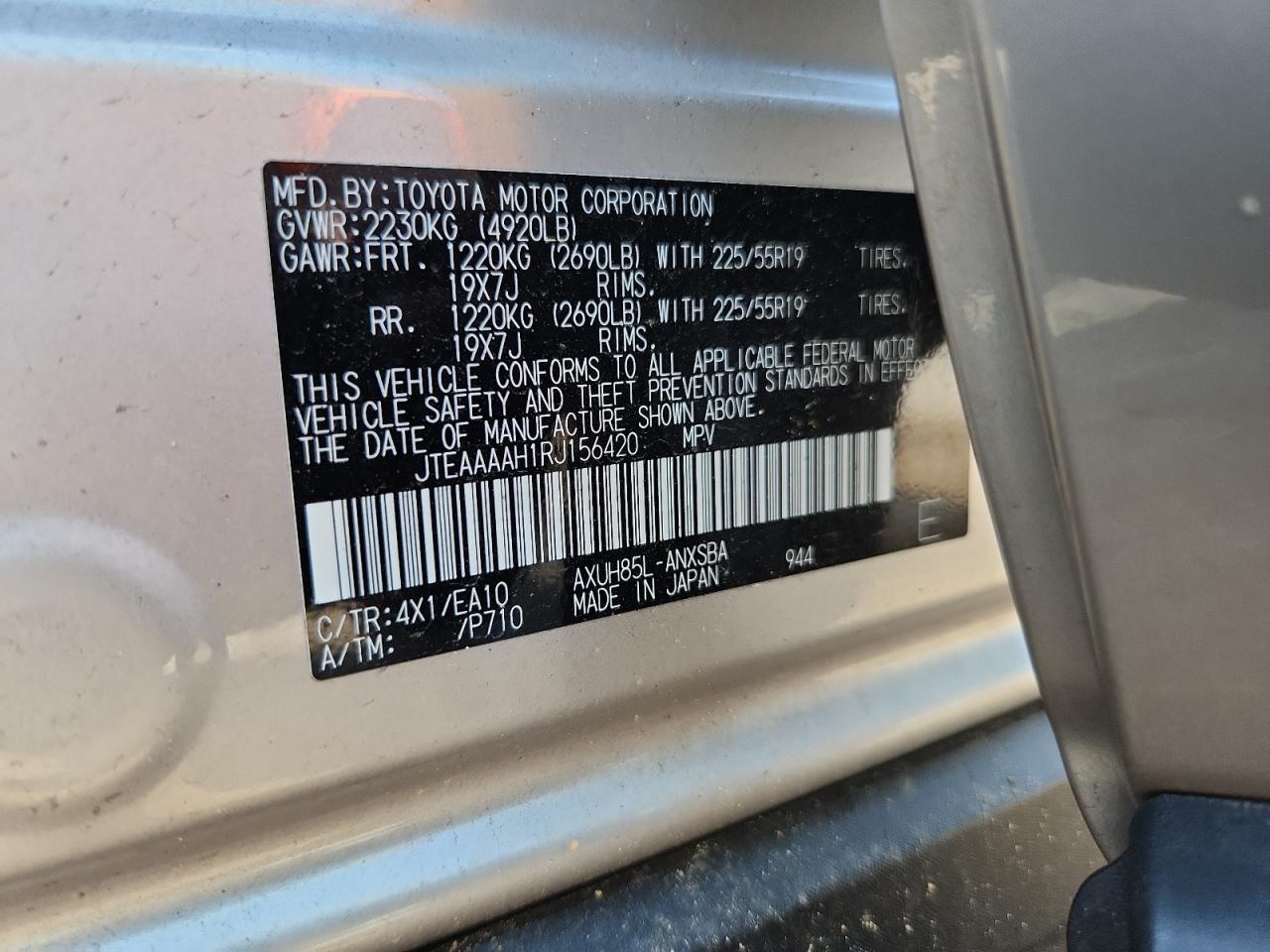 2024 Toyota Venza Le VIN: JTEAAAAH1RJ156420 Lot: 64553995