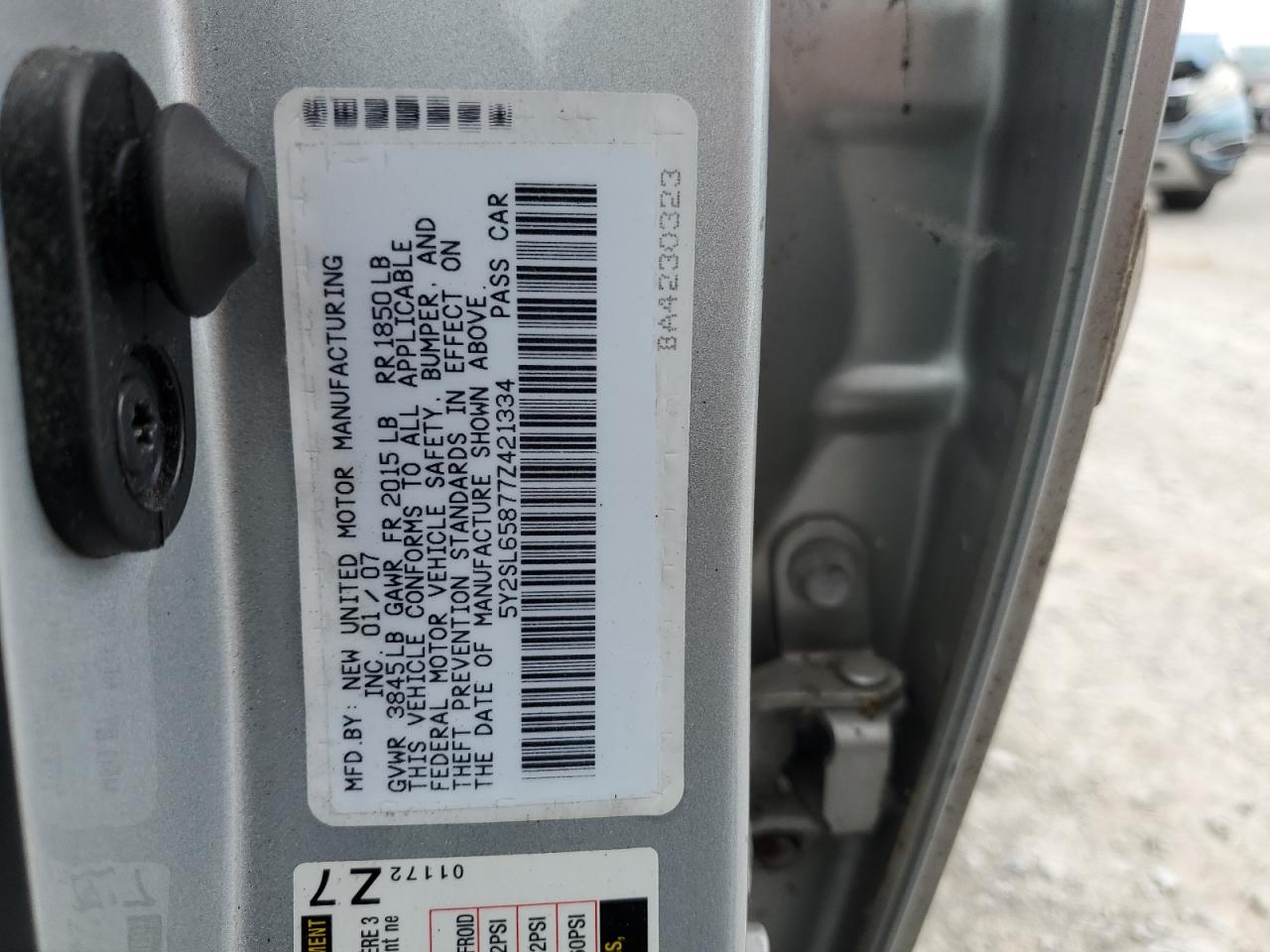 2007 Pontiac Vibe VIN: 5Y2SL65877Z421334 Lot: 63775445