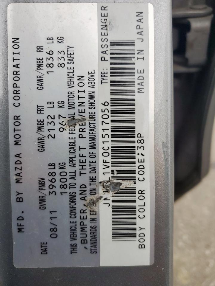 2012 Mazda 3 I VIN: JM1BL1VF0C1517056 Lot: 63283645