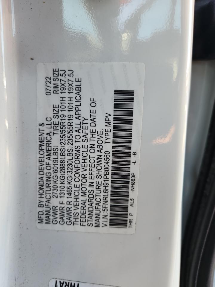 2023 Honda Odyssey Elite VIN: 5FNRL6H91PB004560 Lot: 64805815