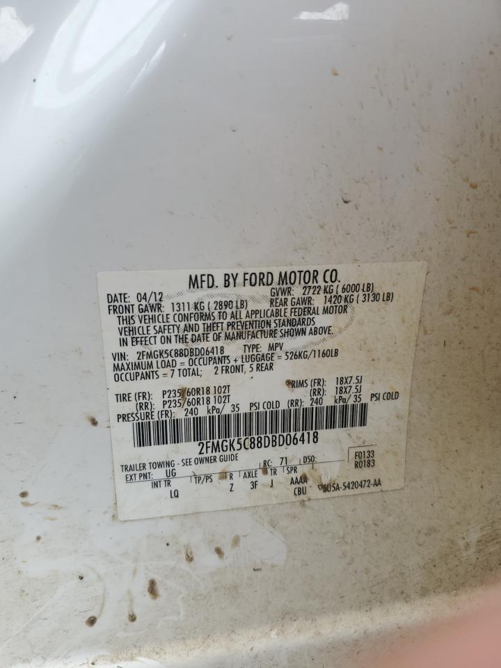 2013 Ford Flex Sel VIN: 2FMGK5C88DBD06418 Lot: 71172135
