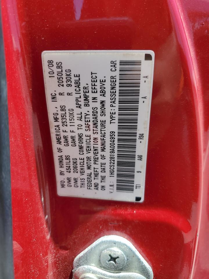 2009 Honda Accord Exl VIN: 1HGCS22819A004959 Lot: 63153145