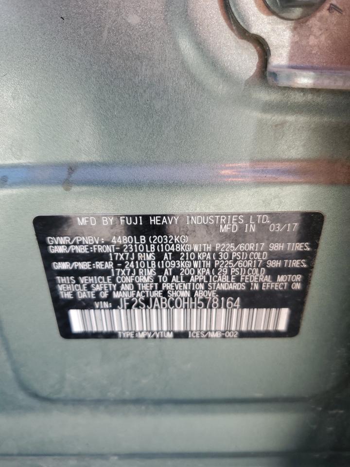 2017 Subaru Forester 2.5I VIN: JF2SJABC0HH578164 Lot: 64415795