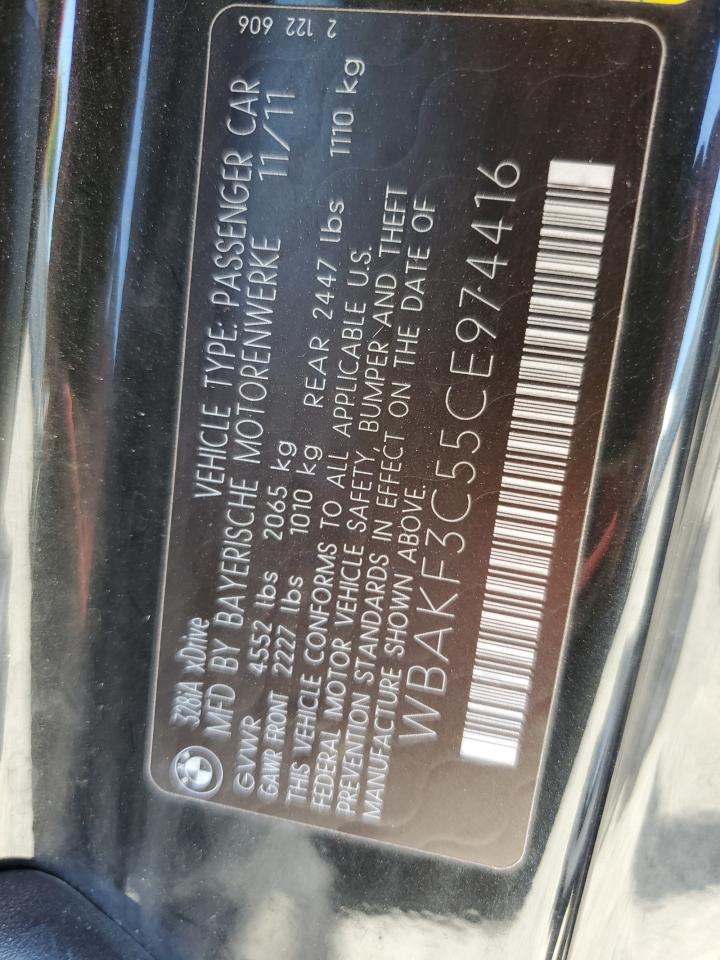 2012 BMW 328 Xi VIN: WBAKF3C55CE974416 Lot: 65190435