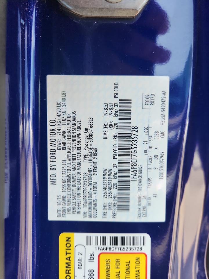 2016 Ford Mustang Gt VIN: 1FA6P8CF7G5235728 Lot: 64000935