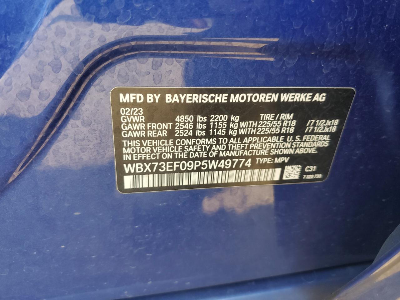 2023 BMW X1 xDrive28I VIN: WBX73EF09P5W49774 Lot: 63762945