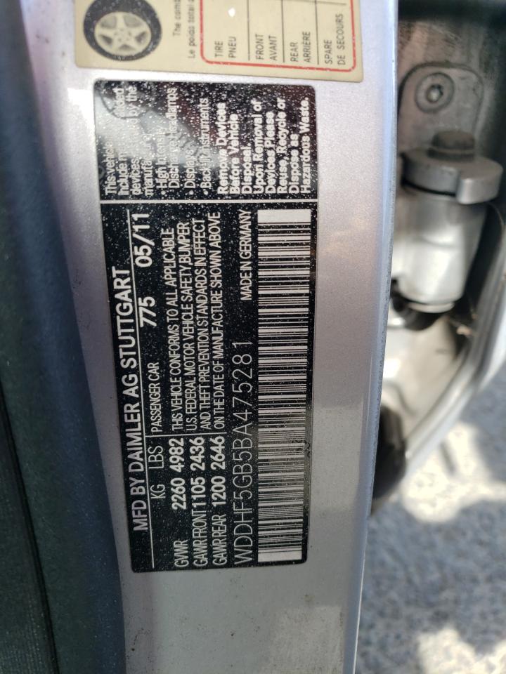 2011 Mercedes-Benz E 350 VIN: WDDHF5GB5BA475281 Lot: 63591435
