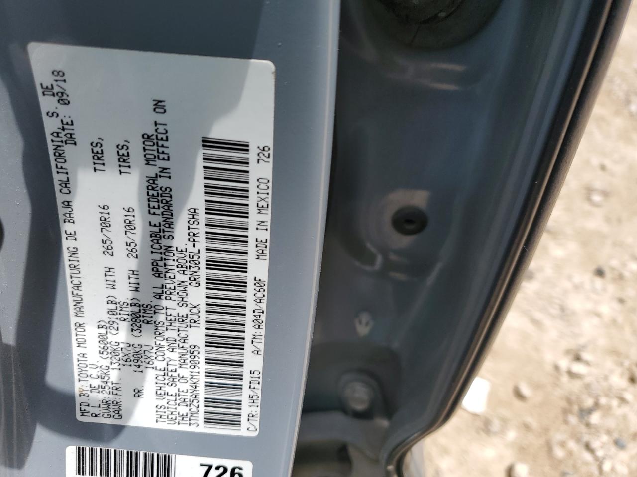 2019 Toyota Tacoma Double Cab VIN: 3TMCZ5AN4KM190959 Lot: 65969705