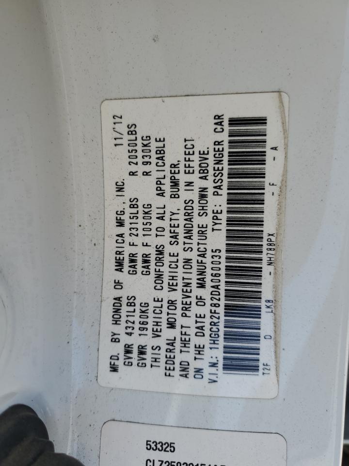 2013 Honda Accord Exl VIN: 1HGCR2F82DA060035 Lot: 66194465