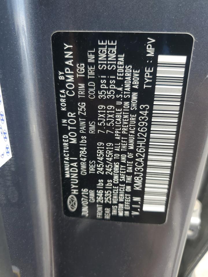 2017 Hyundai Tucson Limited VIN: KM8J3CA26HU269343 Lot: 64701805