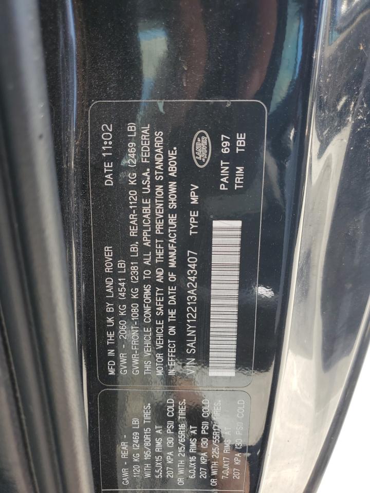 2003 Land Rover Freelander Se VIN: SALNY12213A243407 Lot: 64339085