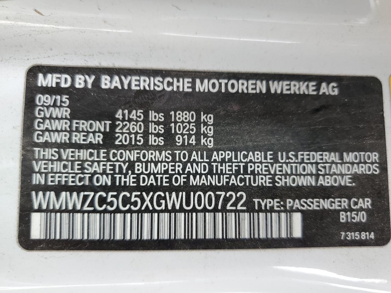 2016 Mini Cooper S Countryman VIN: WMWZC5C5XGWU00722 Lot: 66186655