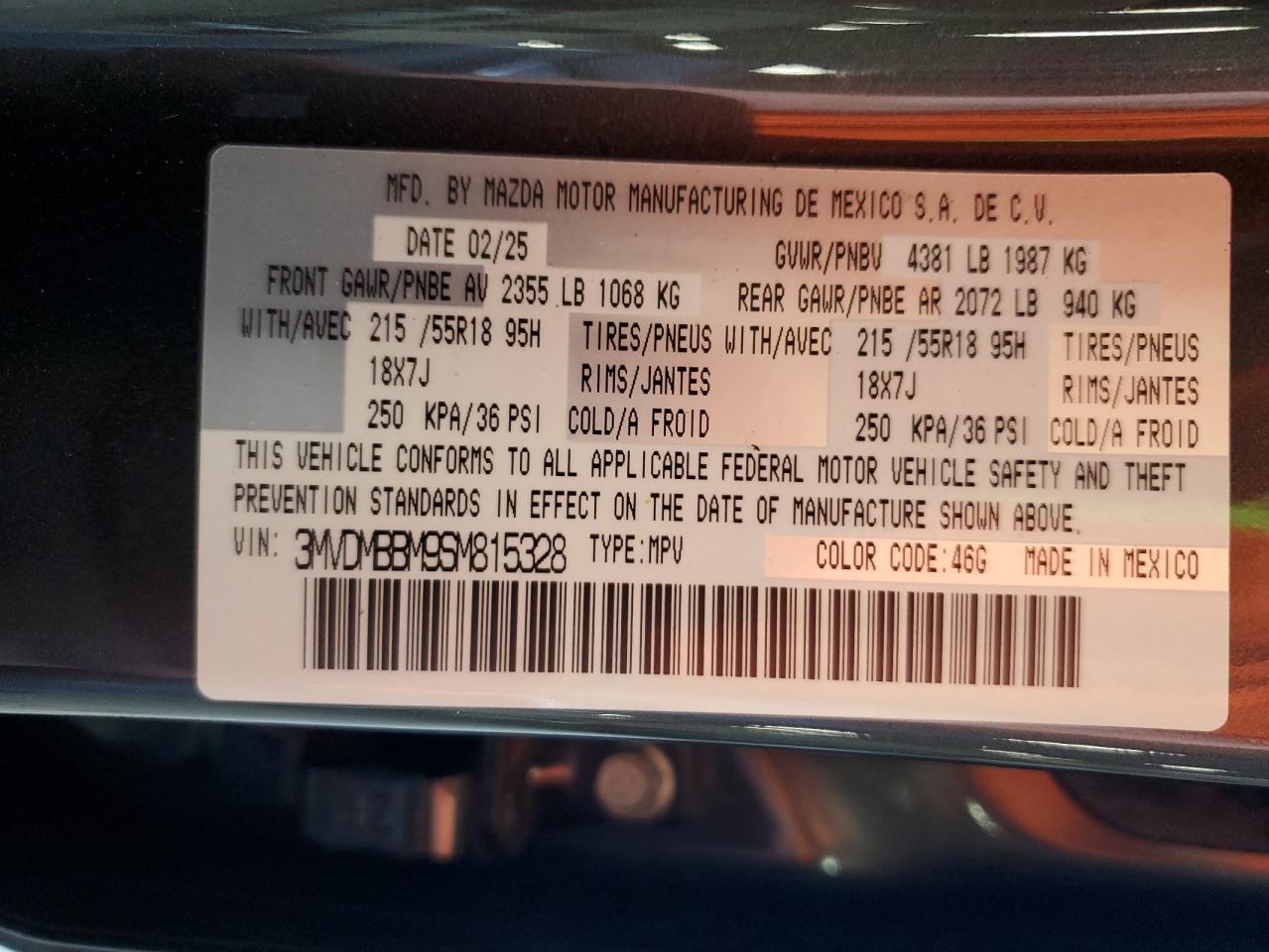 2025 Mazda Cx-30 Select VIN: 3MVDMBBM9SM815328 Lot: 63191895
