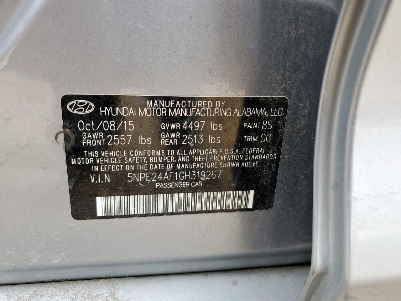 2016 Hyundai Sonata Se VIN: 5NPE24AF1GH319267 Lot: 64396605