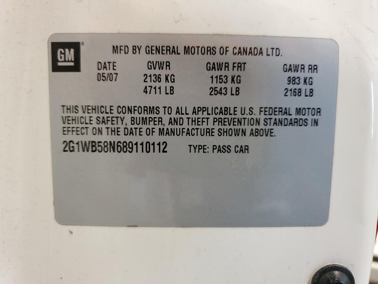 2008 Chevrolet Impala Ls VIN: 2G1WB58N689110112 Lot: 63275595