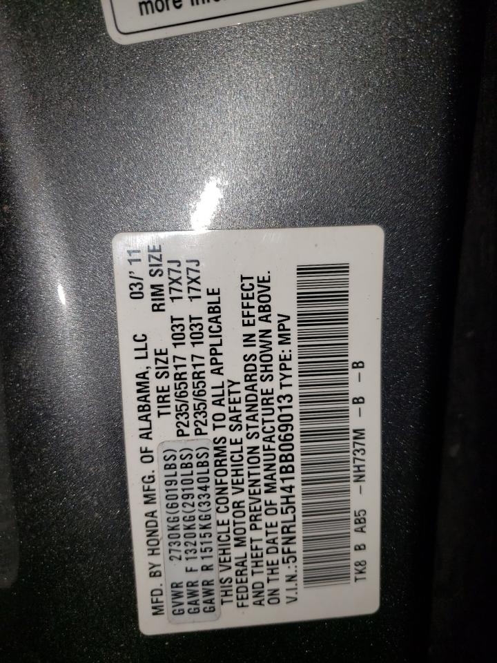 5FNRL5H41BB069013 2011 Honda Odyssey Ex