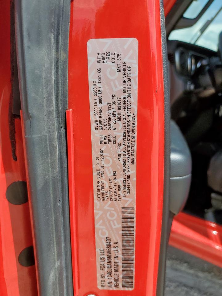 2021 Jeep Wrangler Sport VIN: 1C4GJXAN6MW680407 Lot: 64100405