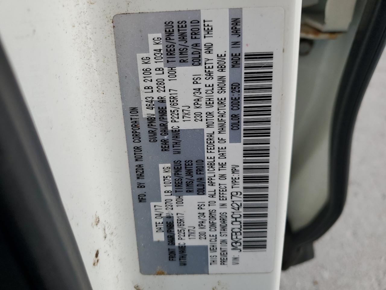 2017 Mazda Cx-5 Touring VIN: JM3KFBCL0H0142179 Lot: 64497335